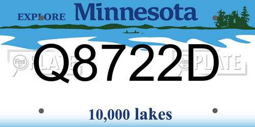 Q8722D Minnesota License Plate