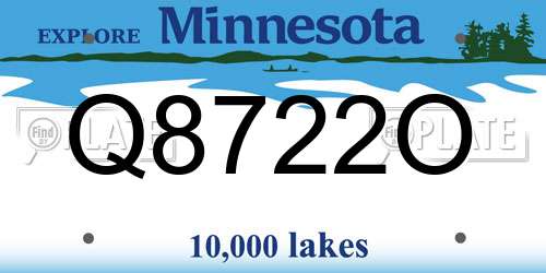 Q8722O Minnesota License Plate