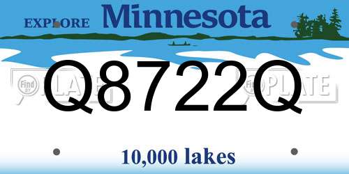 Q8722Q Minnesota License Plate