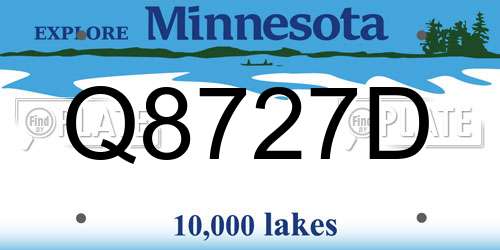 Q8727D Minnesota License Plate