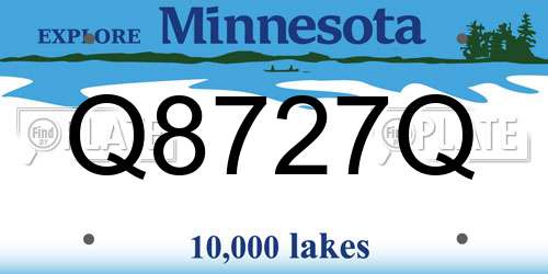 Q8727Q Minnesota License Plate