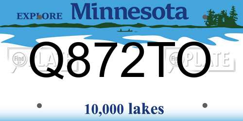 Q872TO Minnesota License Plate