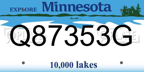 Q87353G Minnesota License Plate