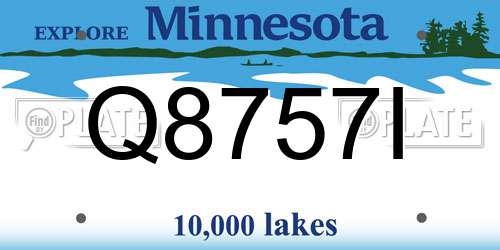 Q8757I Minnesota License Plate