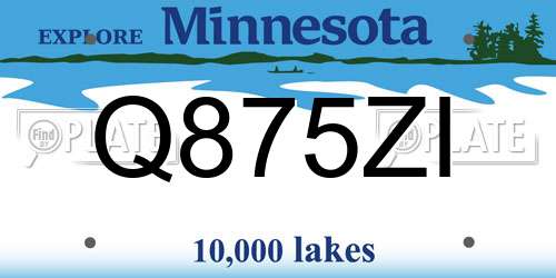 Q875ZI Minnesota License Plate