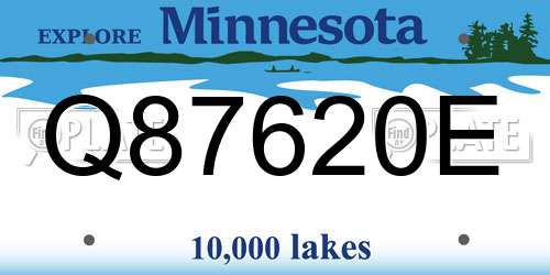 Q87620E Minnesota License Plate