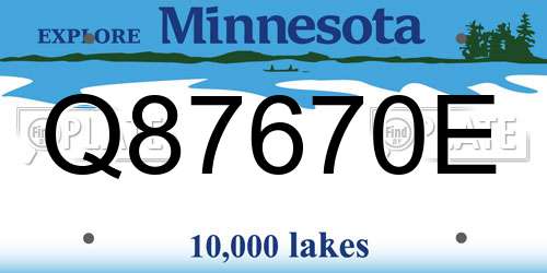 Q87670E Minnesota License Plate