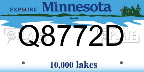 Q8772D Minnesota License Plate