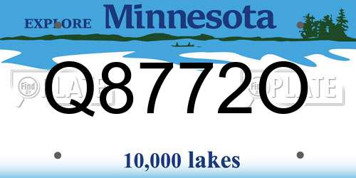Q8772O Minnesota License Plate