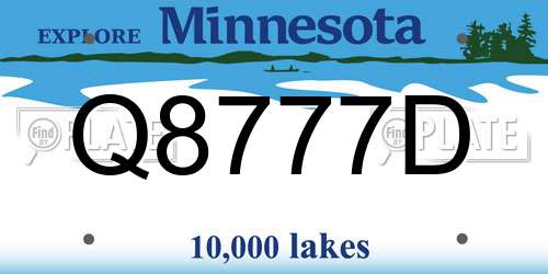 Q8777D Minnesota License Plate