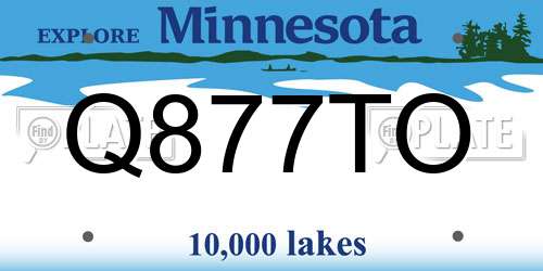Q877TO Minnesota License Plate