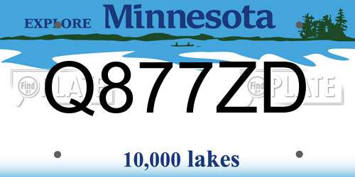 Q877ZD Minnesota License Plate