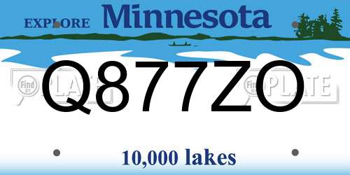 Q877ZO Minnesota License Plate