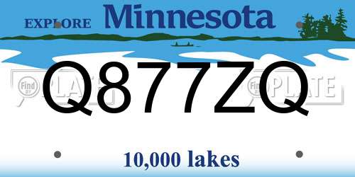 Q877ZQ Minnesota License Plate