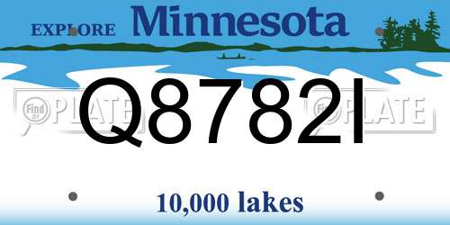 Q8782I Minnesota License Plate