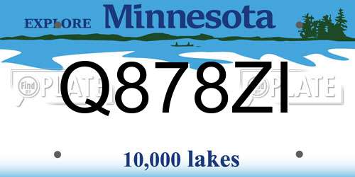 Q878ZI Minnesota License Plate