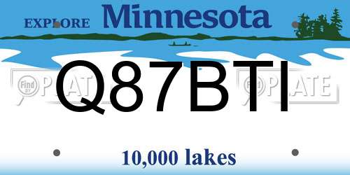 Q87BTI Minnesota License Plate
