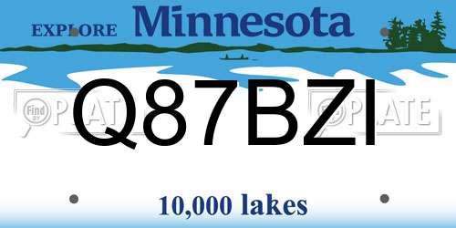 Q87BZI Minnesota License Plate