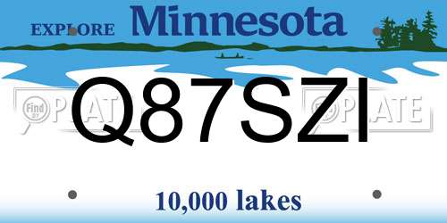 Q87SZI Minnesota License Plate