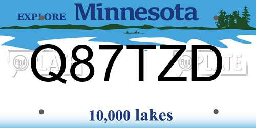 Q87TZD Minnesota License Plate