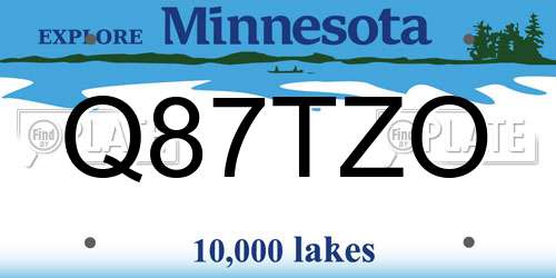 Q87TZO Minnesota License Plate