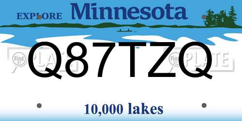 Q87TZQ Minnesota License Plate