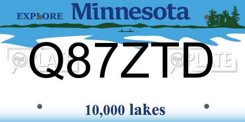 Q87ZTD Minnesota License Plate