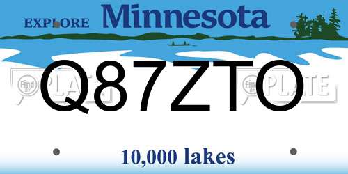Q87ZTO Minnesota License Plate