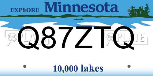 Q87ZTQ Minnesota License Plate