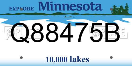 Q88475B Minnesota License Plate