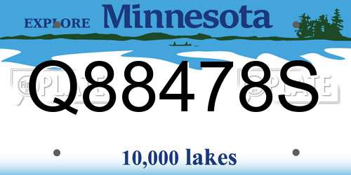 Q88478S Minnesota License Plate