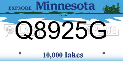 Q8925G Minnesota License Plate