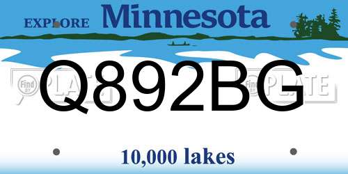 Q892BG Minnesota License Plate