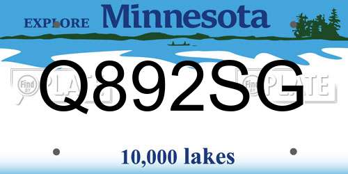Q892SG Minnesota License Plate