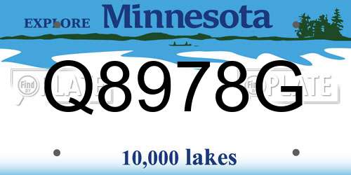 Q8978G Minnesota License Plate