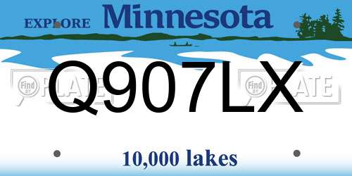 Q907LX Minnesota License Plate