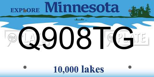Q908TG Minnesota License Plate