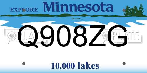 Q908ZG Minnesota License Plate