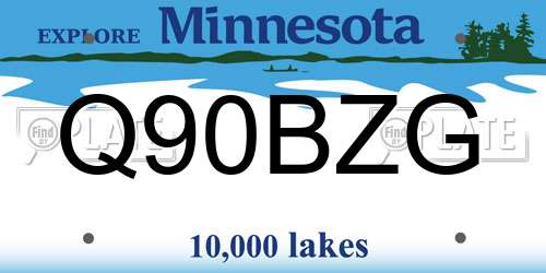 Q90BZG Minnesota License Plate
