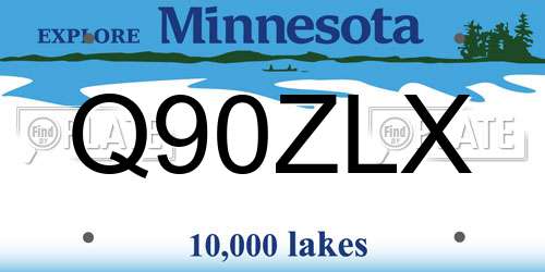 Q90ZLX Minnesota License Plate