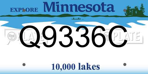 Q9336C Minnesota License Plate