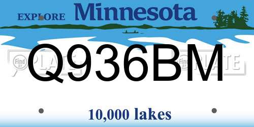 Q936BM Minnesota License Plate