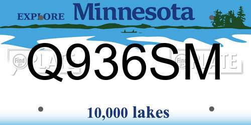 Q936SM Minnesota License Plate