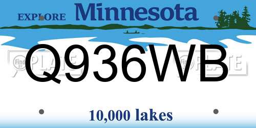 Q936WB Minnesota License Plate