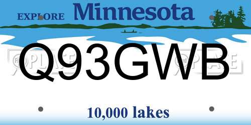 Q93GWB Minnesota License Plate