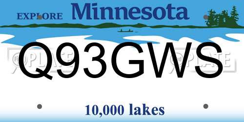 Q93GWS Minnesota License Plate