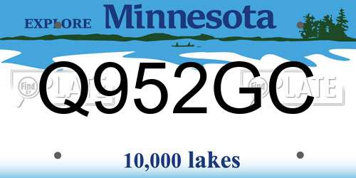 Q952GC Minnesota License Plate