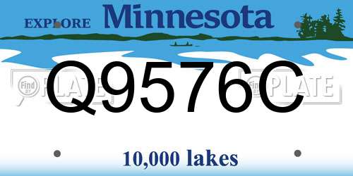 Q9576C Minnesota License Plate