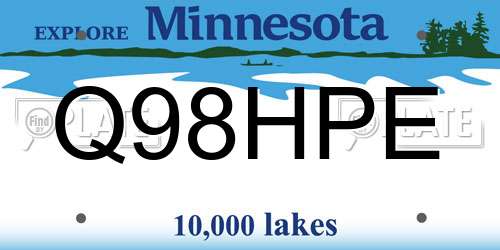 Q98HPE Minnesota License Plate