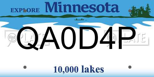 QA0D4P Minnesota License Plate